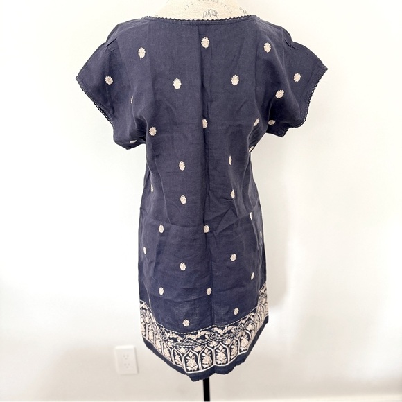 Zara Blue and White embroidered Tunic coverup 100% linen - Picture 2 of 12